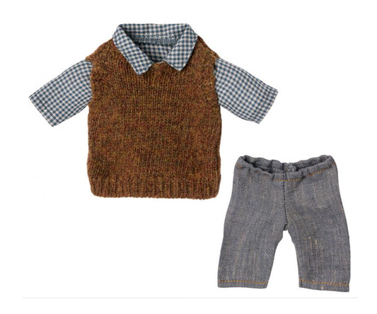 Maileg – Skjorta, slipover och byxor till teddy pappa, kläder för björn