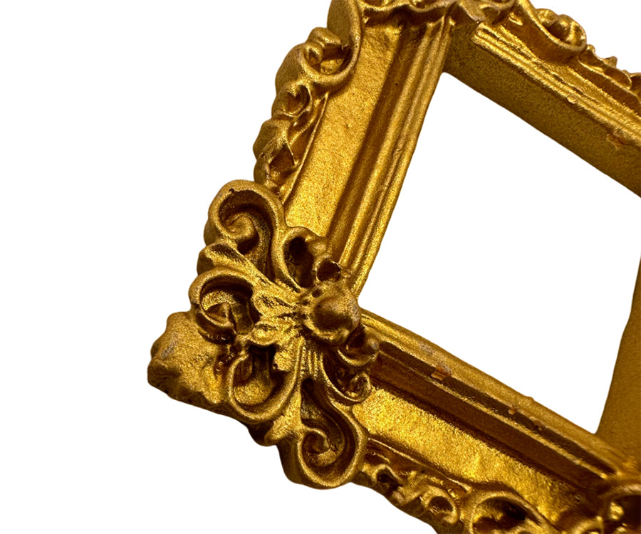 Miniature - Small gold picture frame for dollhouse, rectangular frame for painting