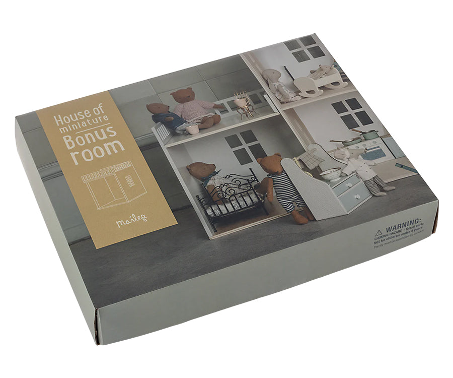 Maileg – Dockhus bonusrum, House of miniature, dockskåp i trä för kaniner, möss, teddy