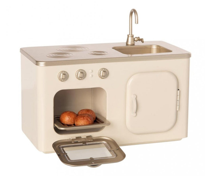 Maileg – Kök i metall, större miniatyrkök med spis, ugn och vask till dockhus