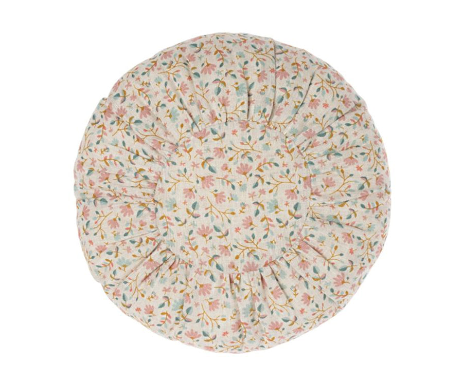 Maileg – Liten rund blommig kudde med rosa och blå blommor, small