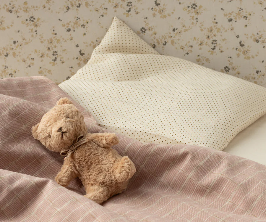 Maileg – Teddy nalle i fin ask, My first teddy, powder, gosedjur nallebjörn med rosett