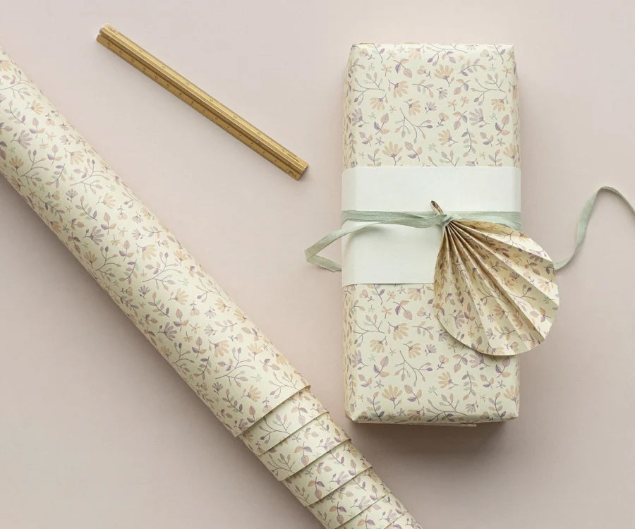 Maileg – Presentpapper med motiv ljung, papper "Merle heather" till presenter, 10 meter