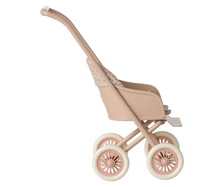 Maileg – Vagn micro, sulky i rosa för små kaniner, Babyvagn powder