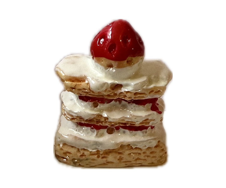 Miniatyr – Våfflor med grädde, sylt och jordgubbe, miniatyrmat leksaksmat våffla för dockhus, 4 st