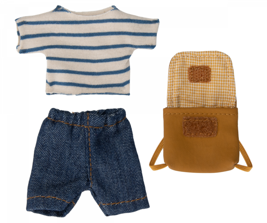 Maileg – Clothes and brown backpack for big brother mouse