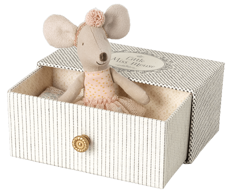 Maileg – Lillasyster mus, ballerina dansmus i fin ask med utdragbar låda / dagbädd