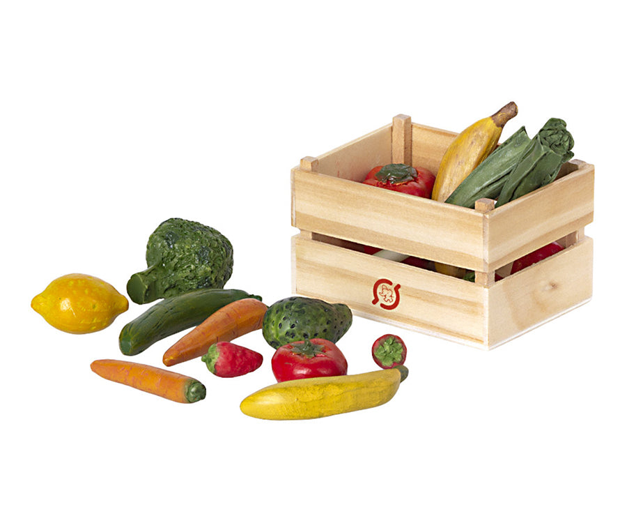 Maileg – Vegetables and fruit in wooden box, miniature