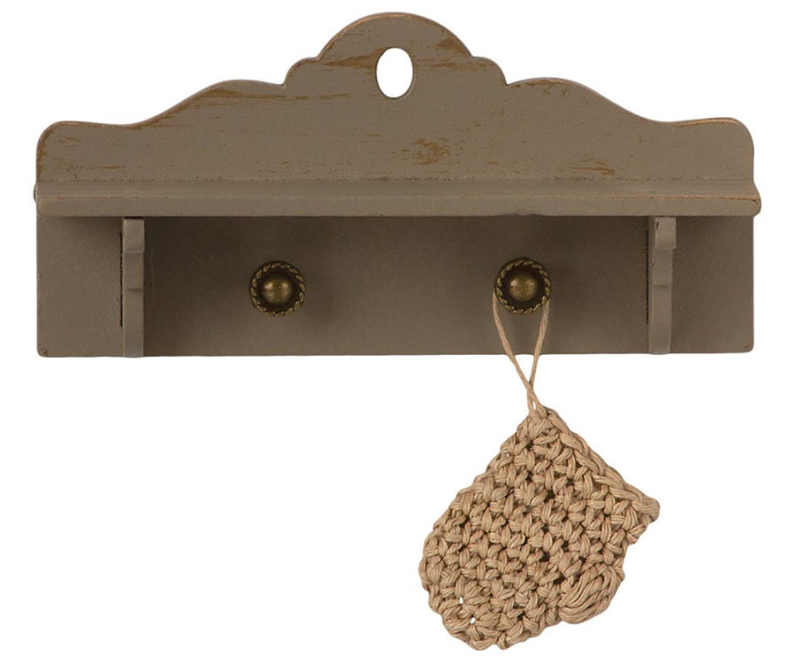 Maileg – Miniature wooden dollhouse shelf, gray