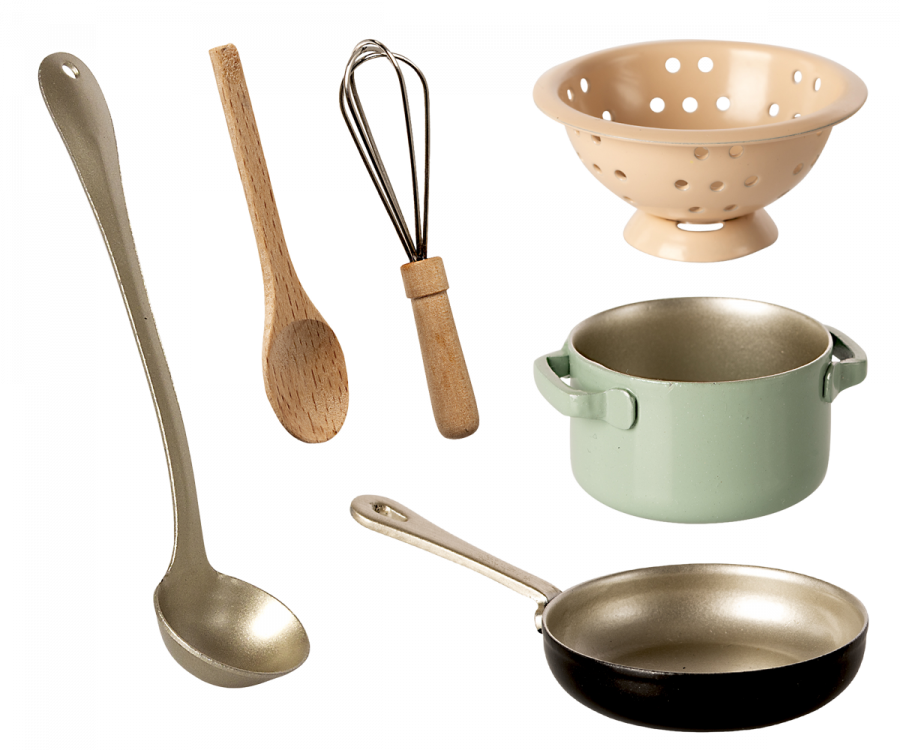 Maileg – Spis med köksredskap, tillbehör, matlagningsset (slutsåld kollektion)