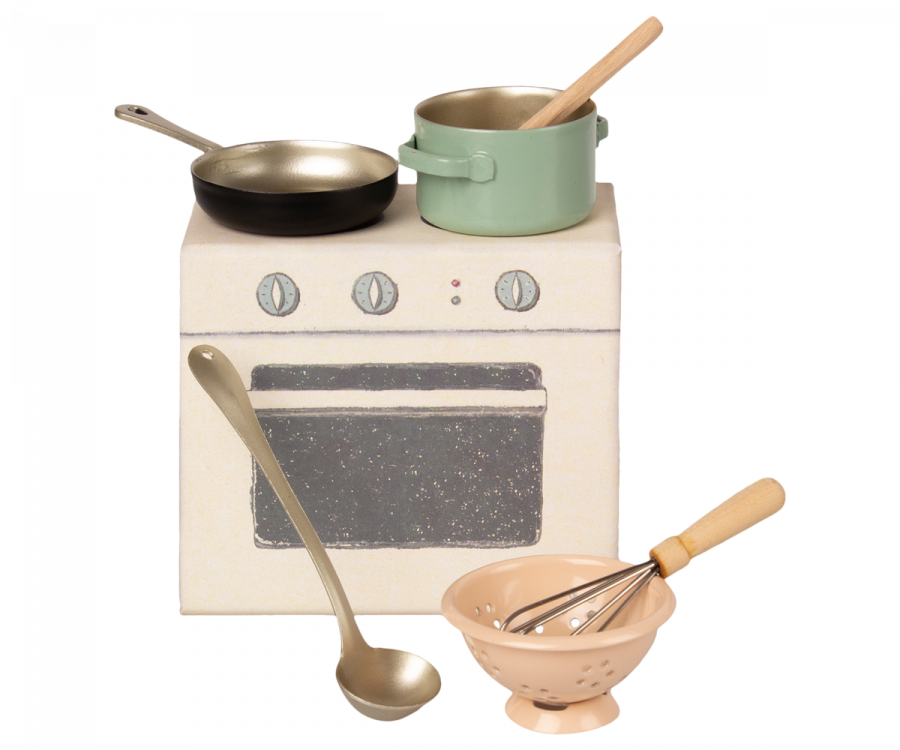 Maileg – Spis med köksredskap, tillbehör, matlagningsset (slutsåld kollektion)