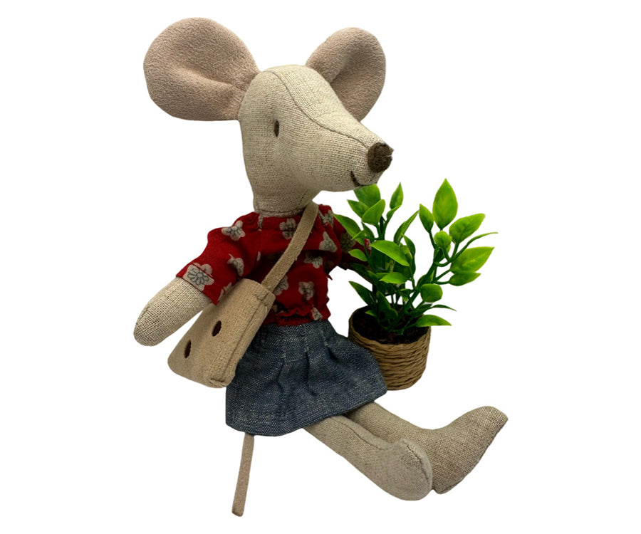 Miniatyr – Blomma i kruka för dockhus, grön krukväxt