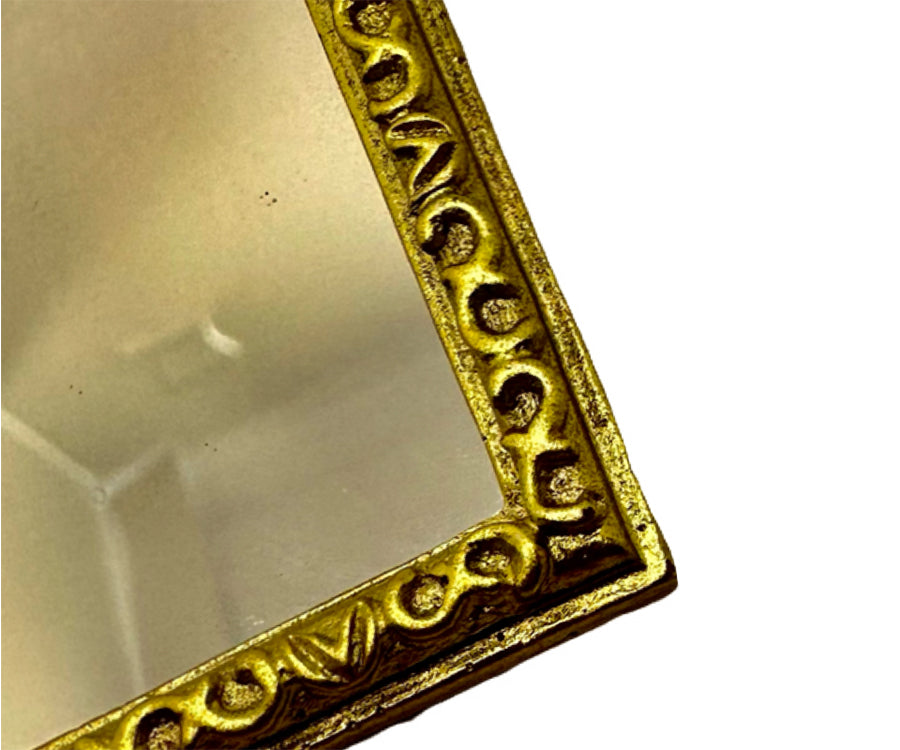 Miniatyr – Spegel i guld till dockhus, rektangulär guldspegel