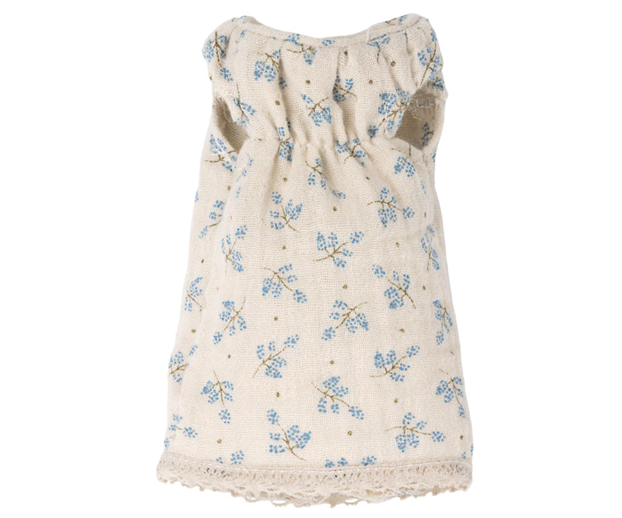 Maileg – Klänning för kanin, blå blommig dress till kaninflicka, storlek 1