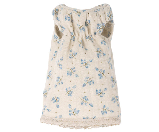 Maileg – Klänning för kanin, blå blommig dress till kaninflicka, storlek 1