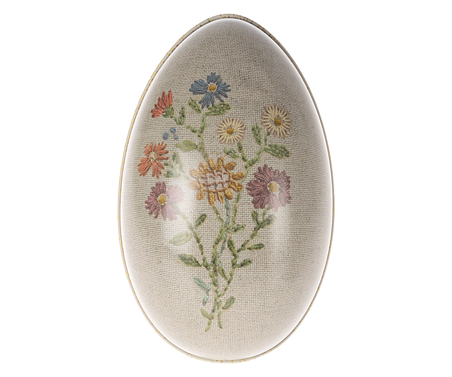 Maileg – Litet påskägg i metall / plåt med motiv broderade blommor