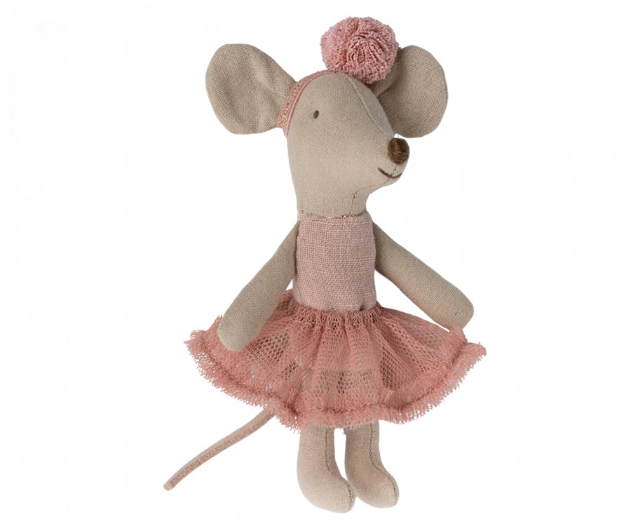 Maileg – Lillasyster ballerina, syster mus rose / rosa