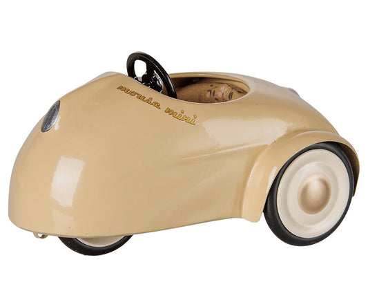 Maileg – Bil i färg ljusbeige för möss, mouse mini car med blommig sits för mus
