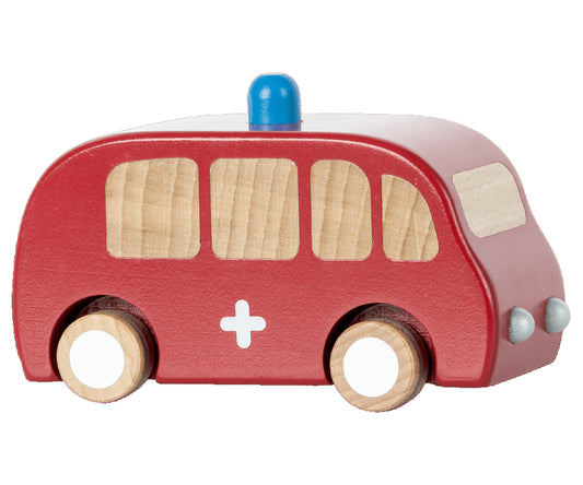 Maileg – Röd bil, brandbil i trä, leksaksbil