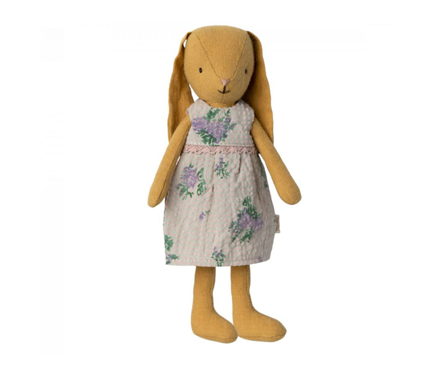 Maileg – Kanin dusty yellow med klänning, bunny med långa öron, flicka size 1