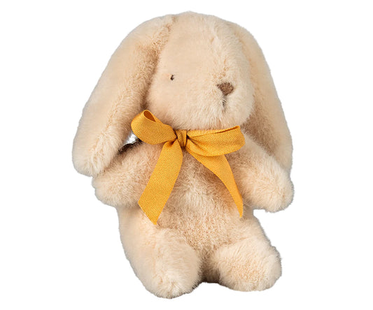 Maileg – Liten kanin ljus cream i plysch, bunny mini med gul rosett