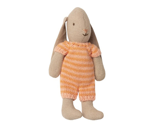 Maileg – Rabbit micro, bunny in striped knitted jumpsuit, apricot