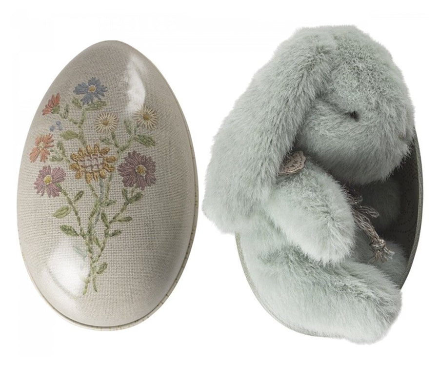 Maileg – Litet påskägg i metall / plåt med motiv broderade blommor
