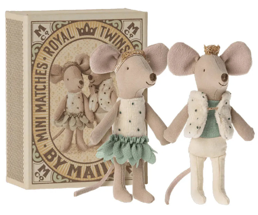 Maileg – Royal twins, lillasyster och lillebror mus, tvillingmöss i tändsticksask