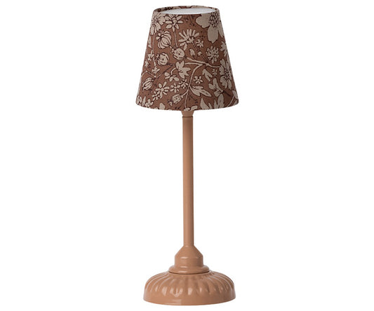 Maileg – Liten lampa miniatyr, golvlampa till dockhus rosa/brun