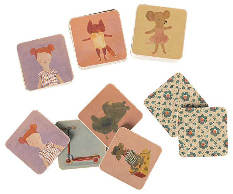 Maileg – Memory game, spel med 25 olika illustrationer, memoryspel med kort (50 st, 25 st motiv)