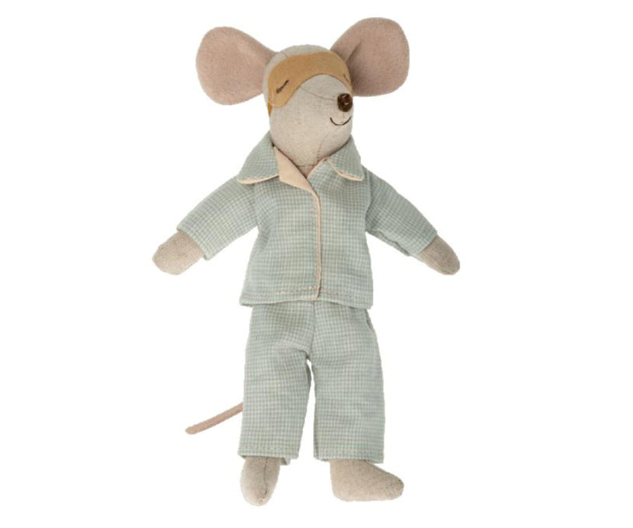 Maileg – Pyjamas för pappa mus, rutig skjorta och byxor med ögonmask