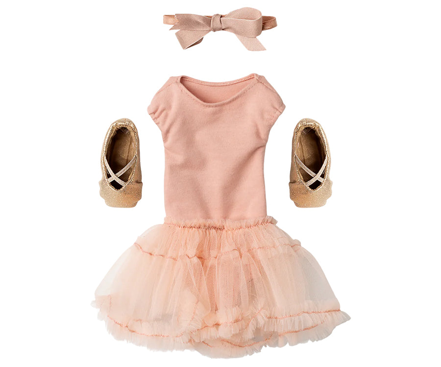 Maileg – Ballerina kläder rosa och ballerinaskor, storlek 3 till kanin, ballerinaklänning rosa i tyll, hårband, skor och klänning, FÖRBESTÄLLNING