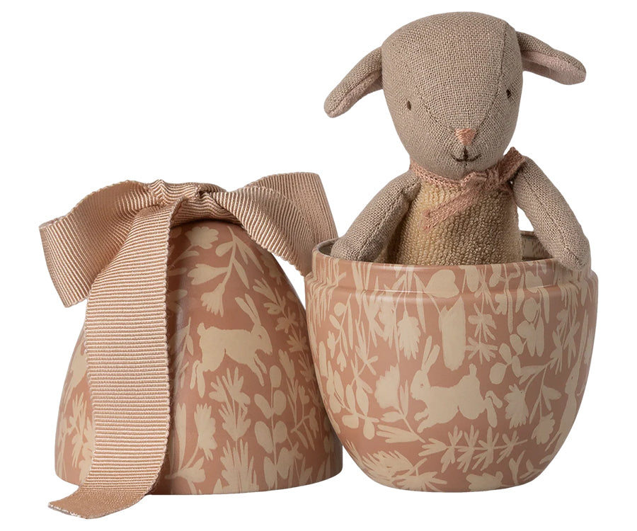 Maileg – Påskägg rosa med lamm, ägg till påsk med rosa rosett, litet