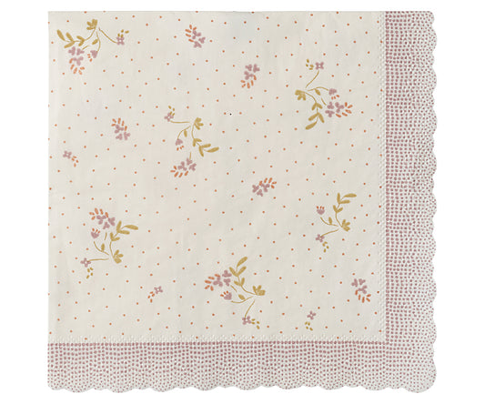 Maileg – Servetter med blommor rosa, 20 st papperservetter