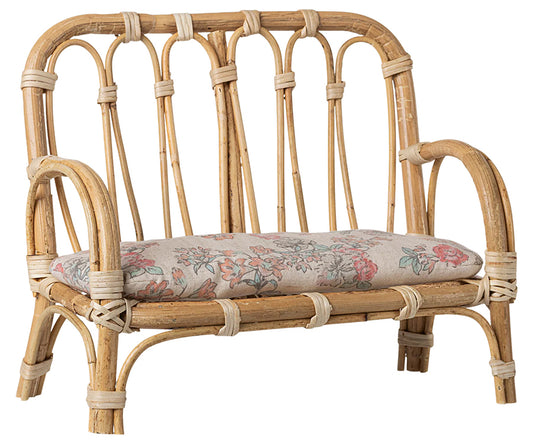 Maileg – Rottingsoffa för kaniner och teddy, vintage soffa natur med kudde, FÖRBESTÄLLNING