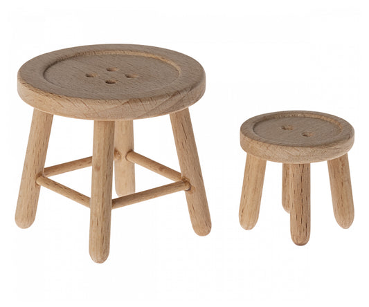 Maileg – Bord och pall för möss, möbler för mus i trä, FÖRBESTÄLLNING