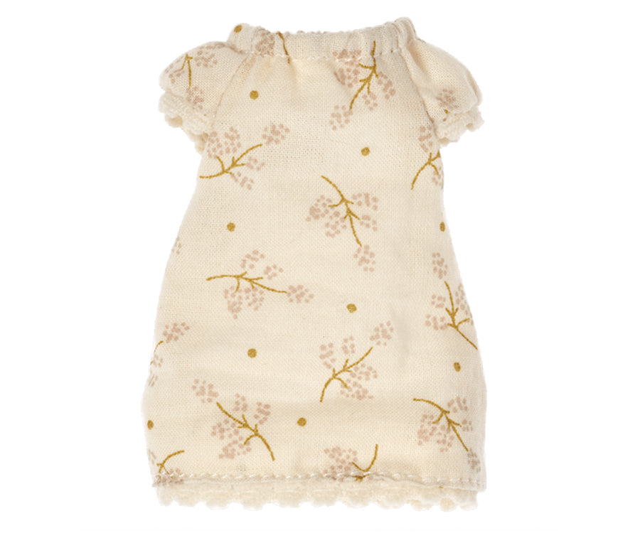 Maileg – Nattlinne rosa med blommor, storasyster mus
