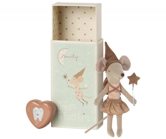 Maileg – Mouse in a matchbox, tooth fairy and tooth ashtray, pink