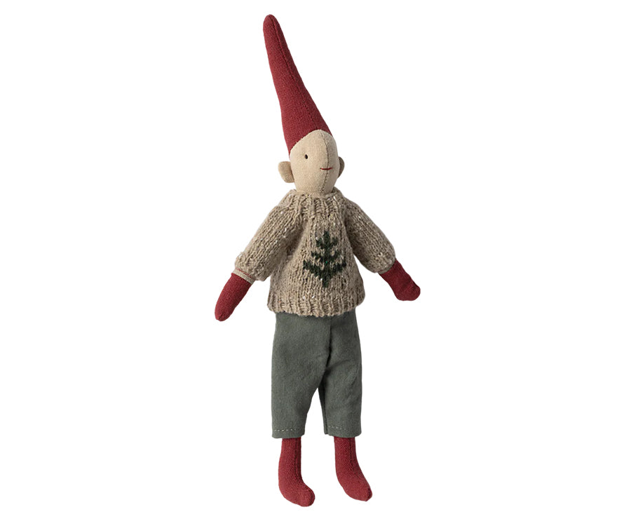 Maileg – Pixy tomte pojke nr 1, storlek 1, tomtenisse i stickad tröja och tomteluva