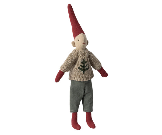 Maileg – Pixy tomte pojke nr 1, storlek 1, tomtenisse i stickad tröja och tomteluva