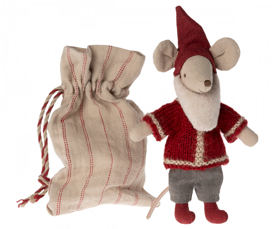 Maileg – Tomtemus med säck och litet pepparkakshus, santa mouse / jul mus