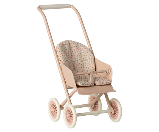 Maileg – Vagn micro, sulky i rosa för små kaniner, Babyvagn powder