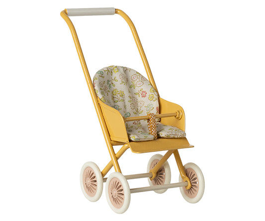 Maileg – Vagn micro, sulky för små kaniner, Babyvagn i gul / senapsgul