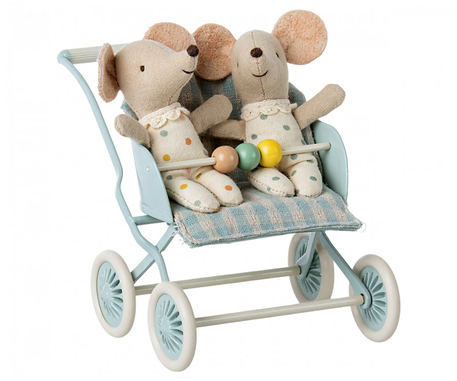 Maileg – Sittvagn för baby möss, vagn i mint för mus