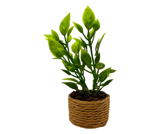 Miniatyr – Blomma i kruka för dockhus, grön krukväxt