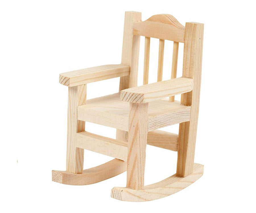 Miniatyr – Gungstol i trä, stol för dockhus