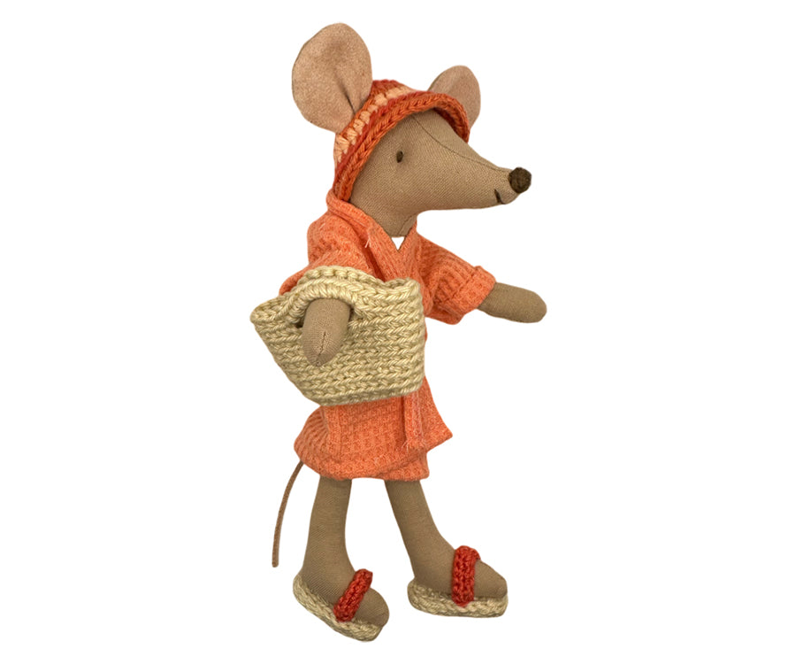 Miniatyr – Set med hatt, skor och strandväska för mamma och pappa mus