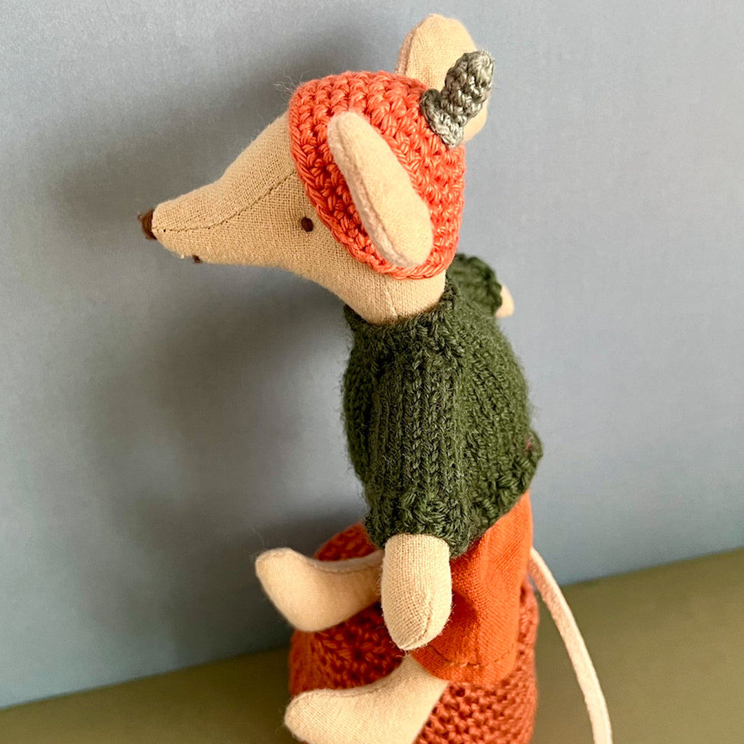 Miniatyr – Virkad pumpamössa, hatt för möss till Halloween pumpa, Halloweenpumpa