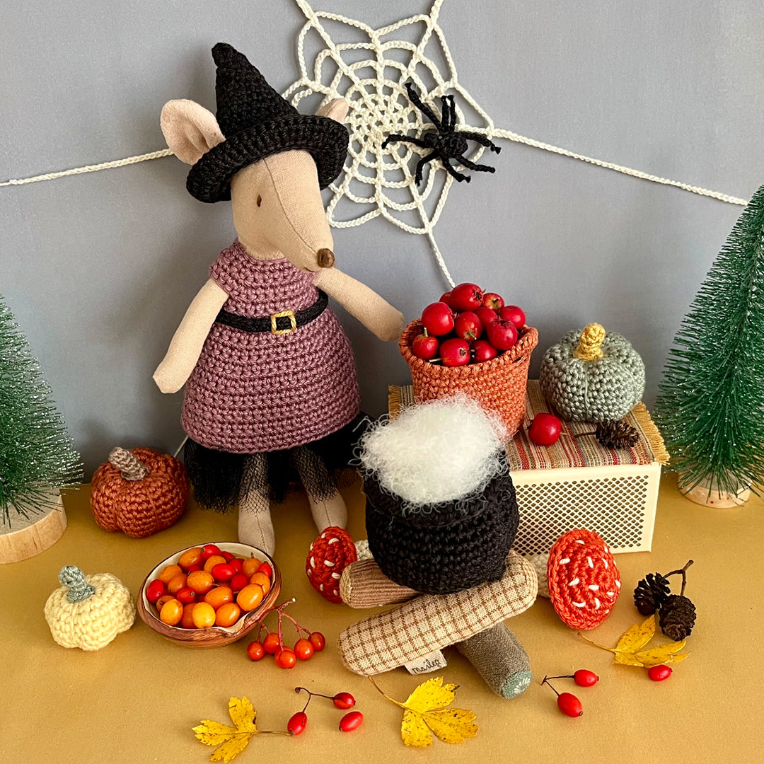 Miniature - Crocheted pumpkins for Halloween, pumpkin in different colors and sizes, 3 pcs