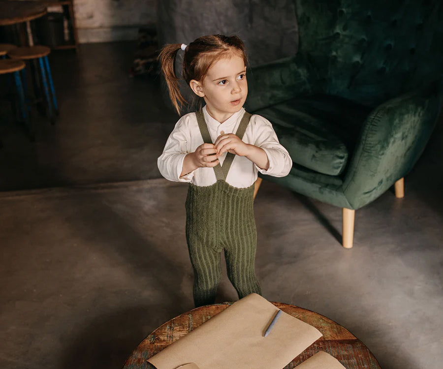 Silly Silas – Granny Teddy Footed tights, Olive